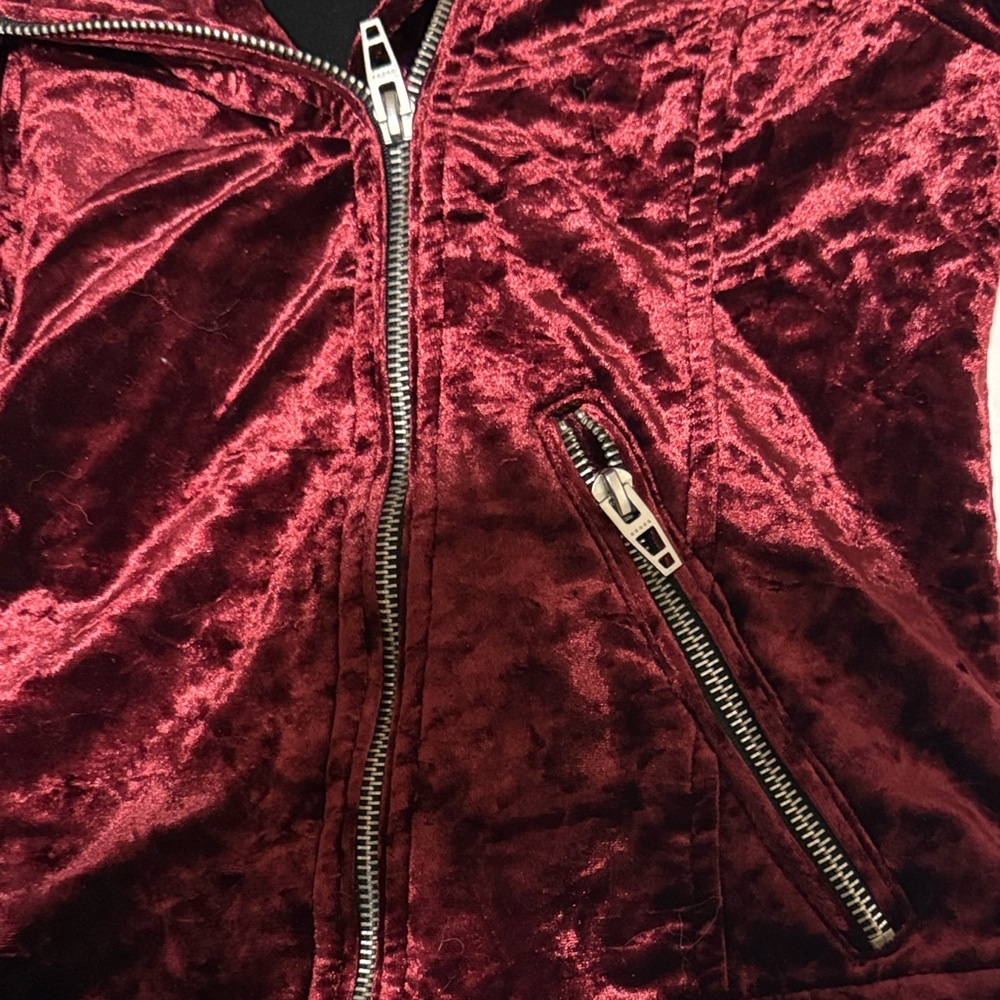 Blank NYC Burgundy Velvet Leather Jacket - Picture 4 of 4
